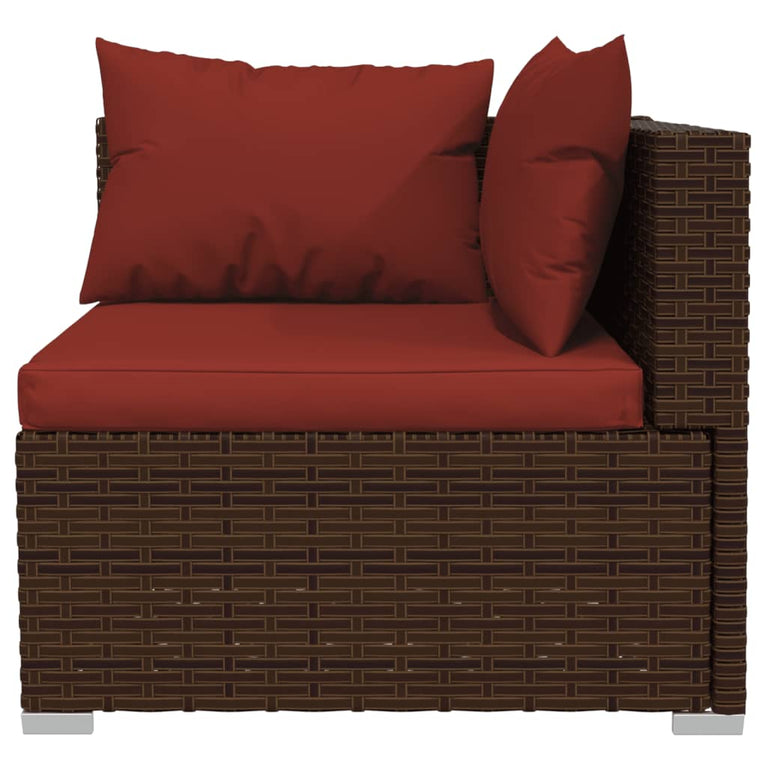 13-delige Loungeset met kussens poly rattan bruin