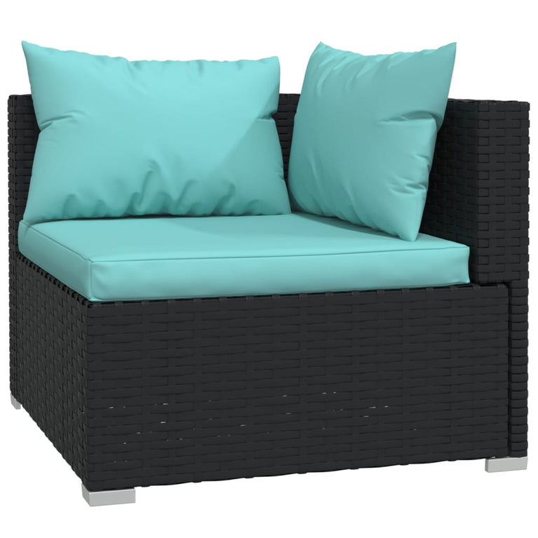 7-delige Loungeset met kussens poly rattan zwart MeubelReus