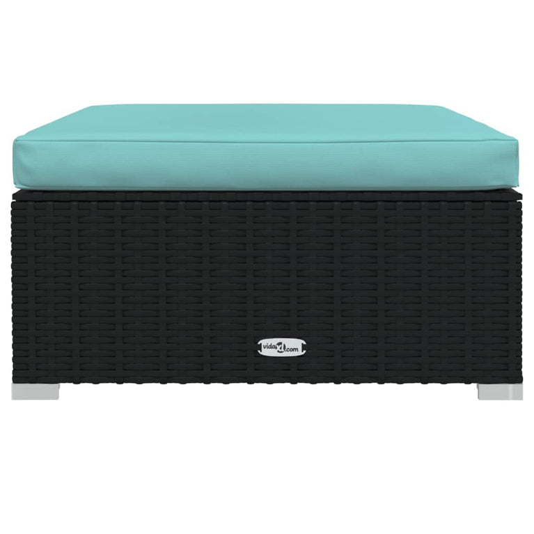 9-delige Loungeset met kussens poly rattan zwart MeubelReus