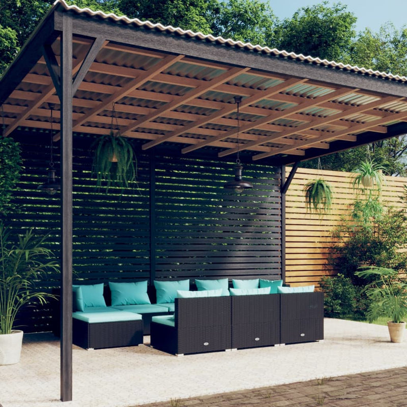 10-delige Loungeset met kussens poly rattan zwart MeubelReus