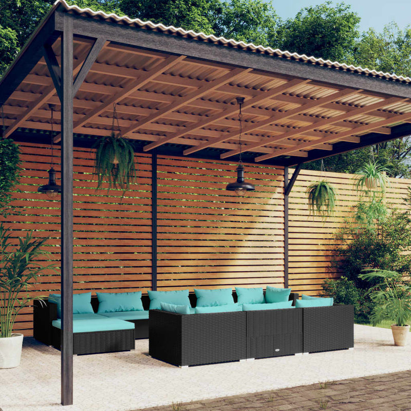 10-delige Loungeset met kussens poly rattan zwart MeubelReus