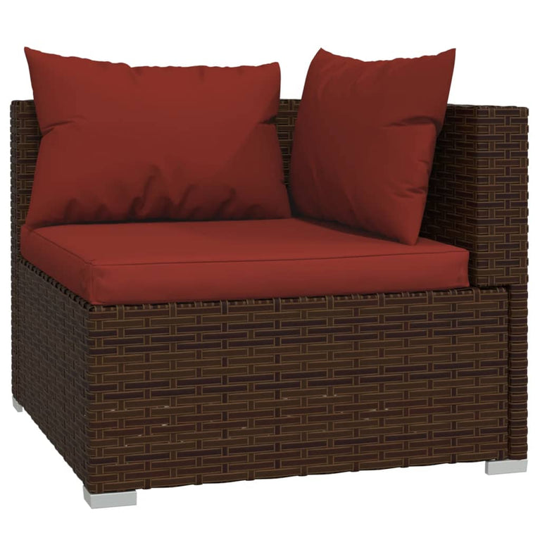 11-delige Loungeset met kussens poly rattan bruin MeubelReus