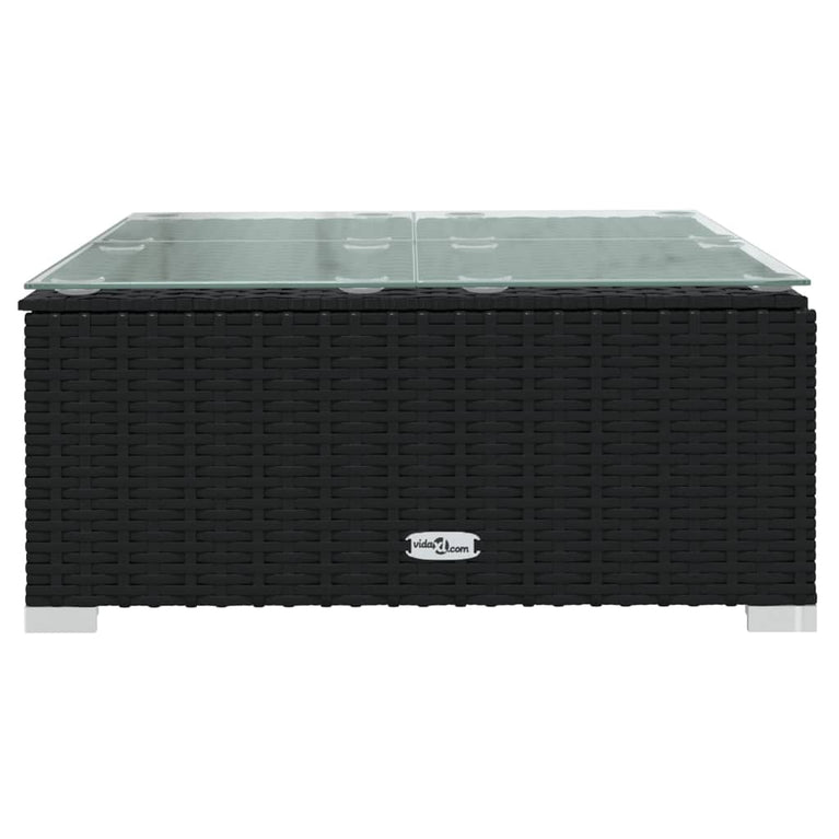 10-delige Loungeset met kussens poly rattan zwart