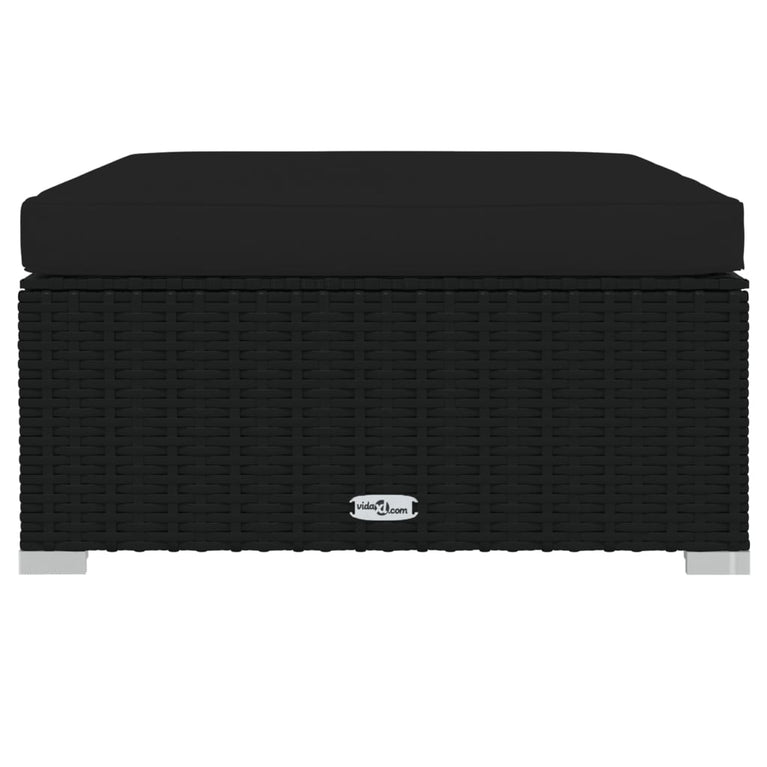 13-delige Loungeset met kussens poly rattan zwart