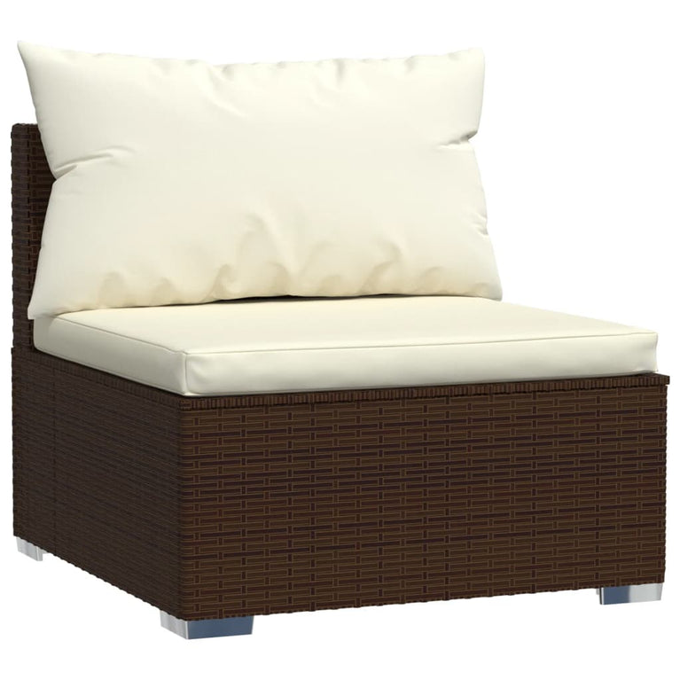 8-delige Loungeset met kussens poly rattan bruin