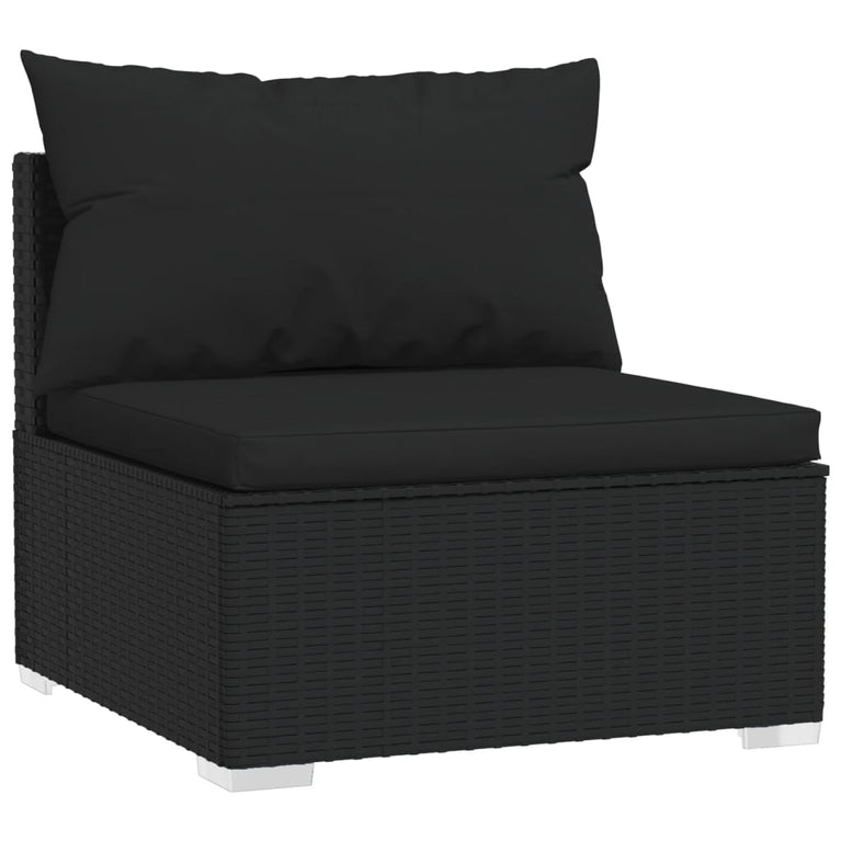 12-delige Loungeset met kussens poly rattan zwart MeubelReus