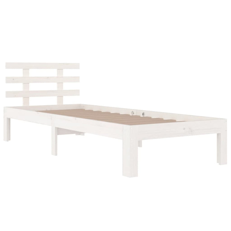 Bedframe massief hout wit 100x200 cm