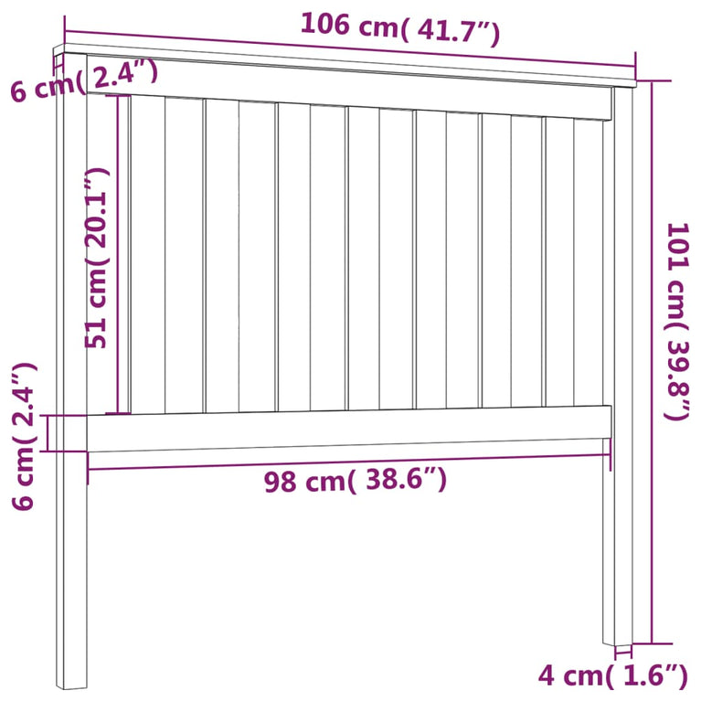 Hoofdbord 106x6x101 cm massief grenenhout