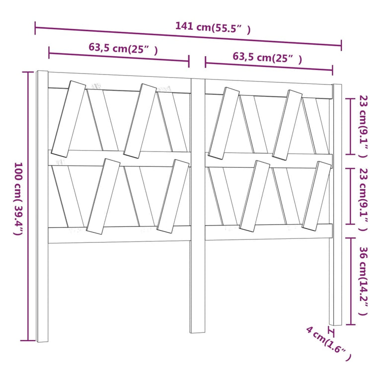 Hoofdbord 141x4x100 cm massief grenenhout