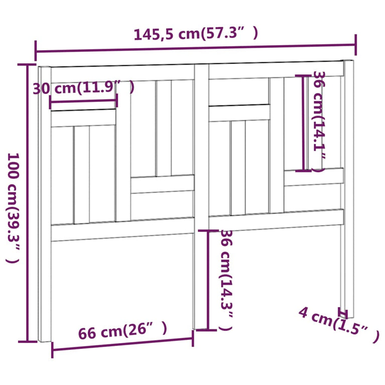 Hoofdbord 145,5x4x100 cm massief grenenhout