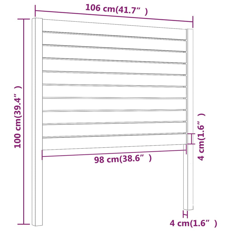 Hoofdbord 106x4x100 cm massief grenenhout wit