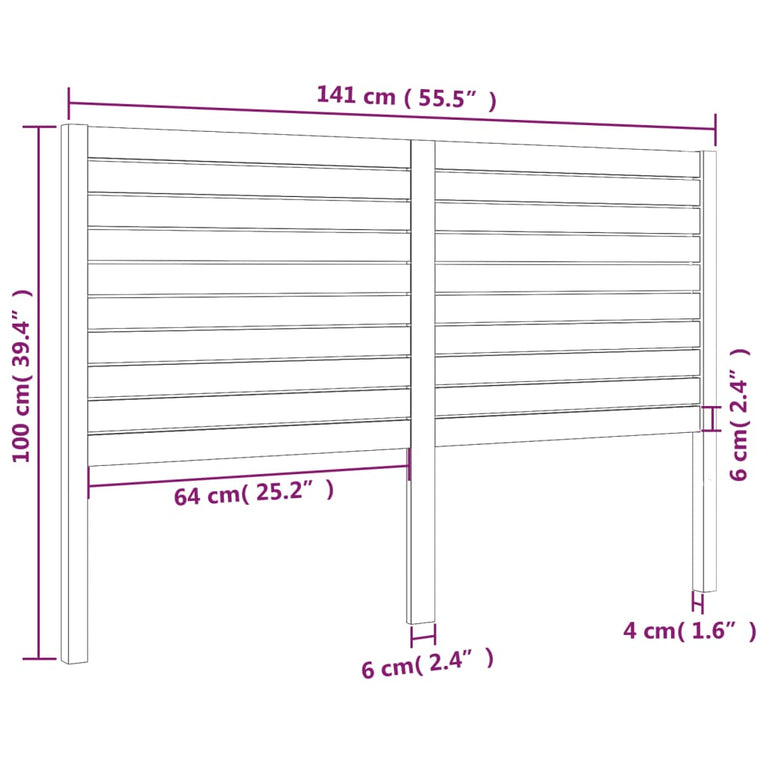 Hoofdbord 141x4x100 cm massief grenenhout zwart
