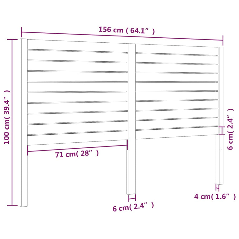 Hoofdbord 156x4x100 cm massief grenenhout