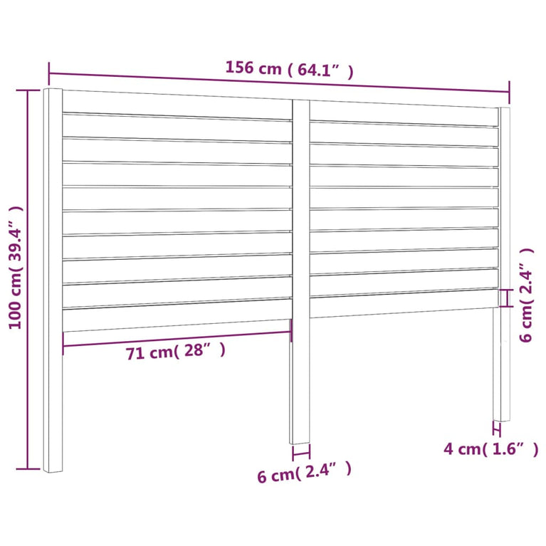 Hoofdbord 156x4x100 cm massief grenenhout zwart