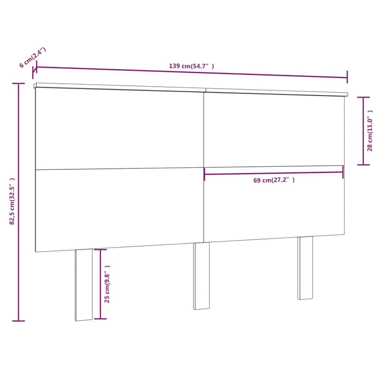 Hoofdbord 139x6x82,5 cm massief grenenhout wit