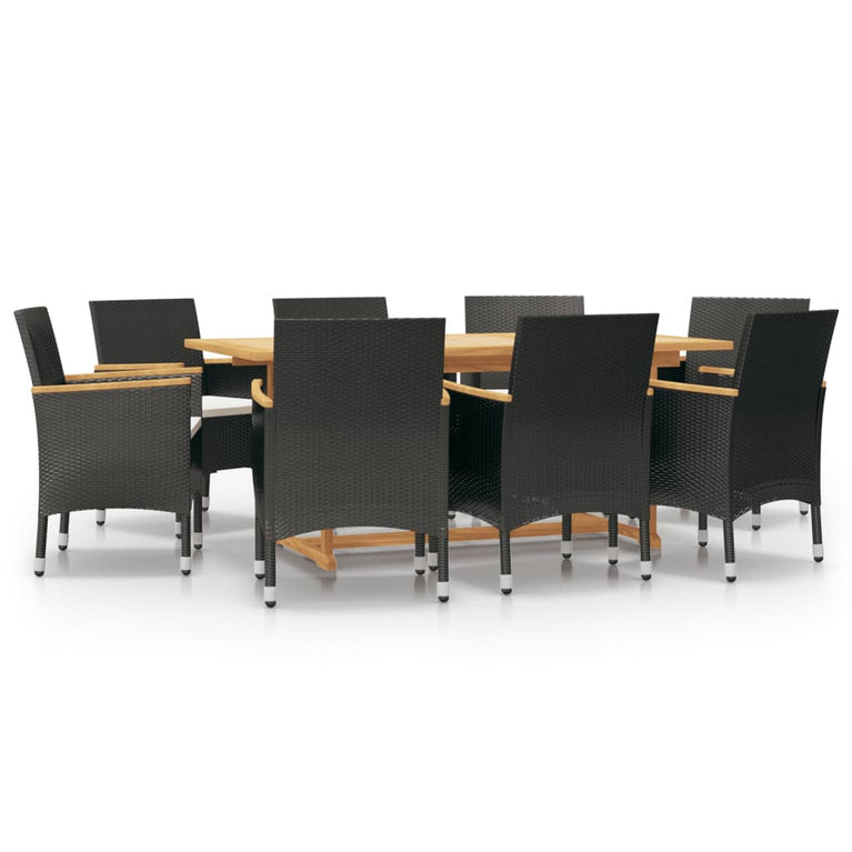 9-delige Tuinset met kussens zwart MeubelReus