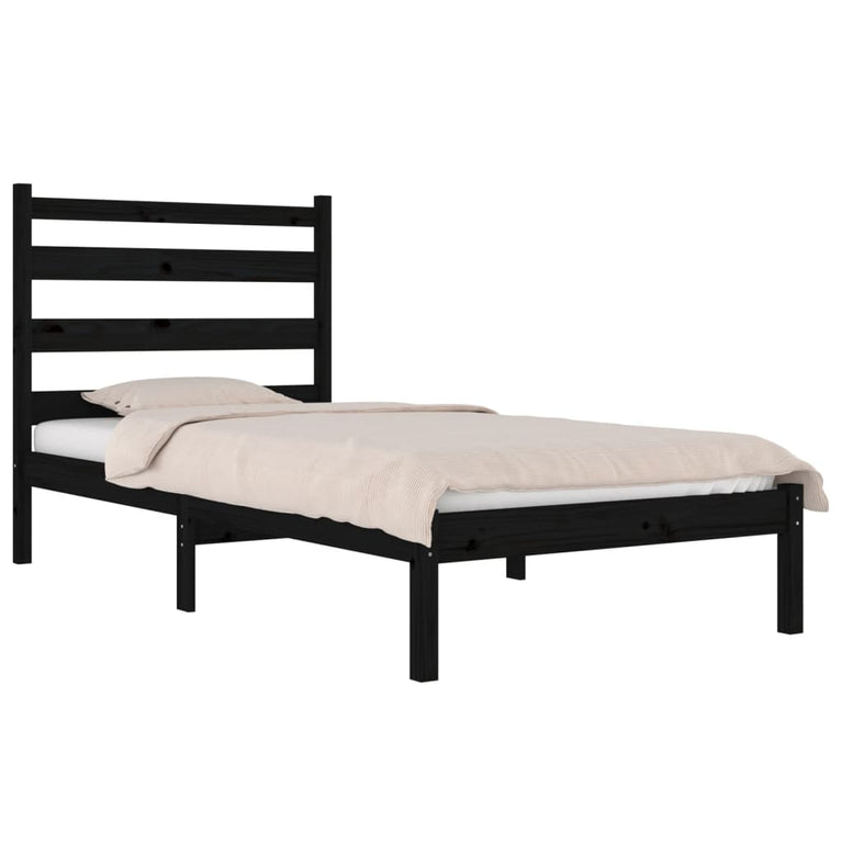 Bedframe massief grenenhout zwart 75x190 cm 2FT6 Small Single
