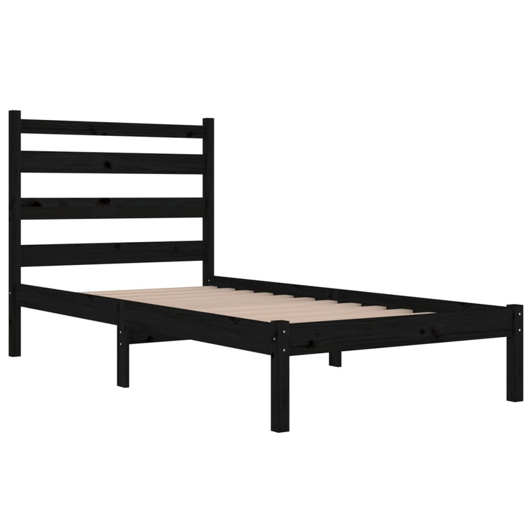 Bedframe massief grenenhout zwart 75x190 cm 2FT6 Small Single