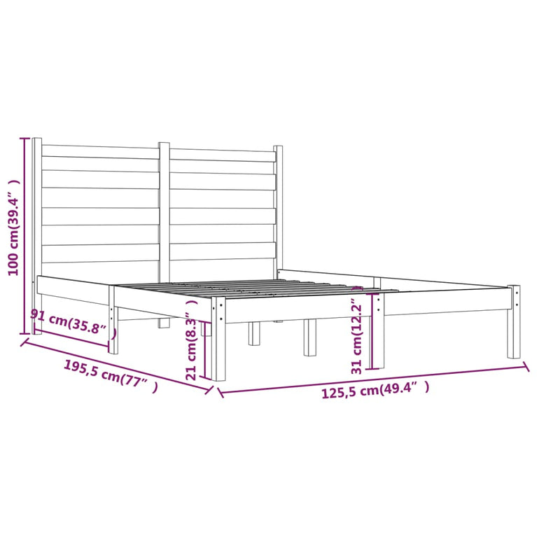 Bedframe massief grenenhout wit 120x190 cm 4FT Small Double