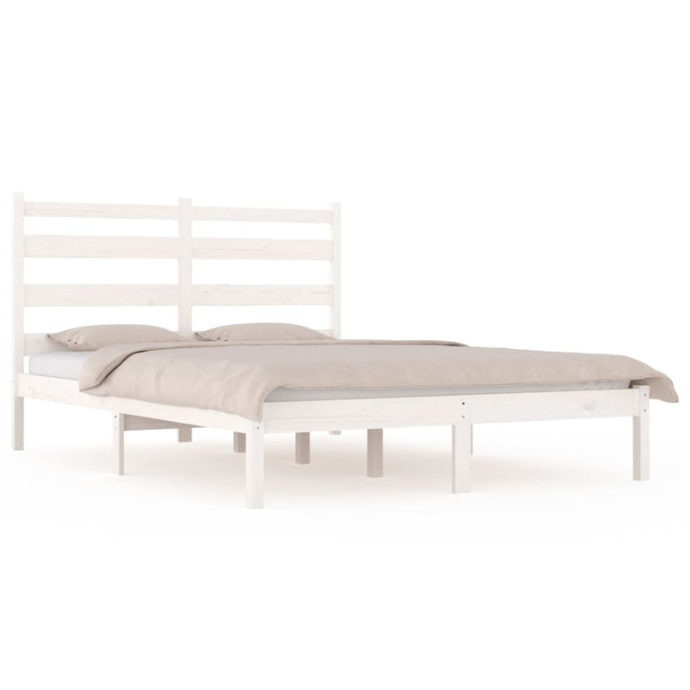 Bedframe massief grenenhout wit 140x190 cm