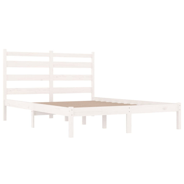 Bedframe massief grenenhout wit 140x190 cm