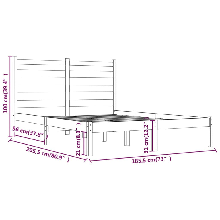 Bedframe massief grenenhout 180x200 cm Super King Size