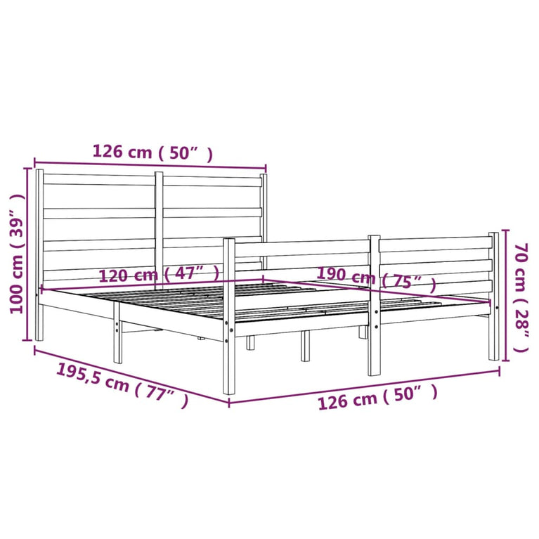 Bedframe massief grenenhout wit 120x190 cm 4FT Small Double