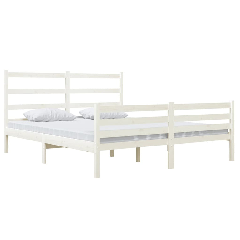 Bedframe massief grenenhout wit 140x190 cm