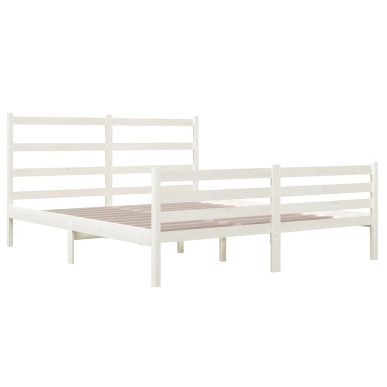 Bedframe massief grenenhout wit 140x190 cm