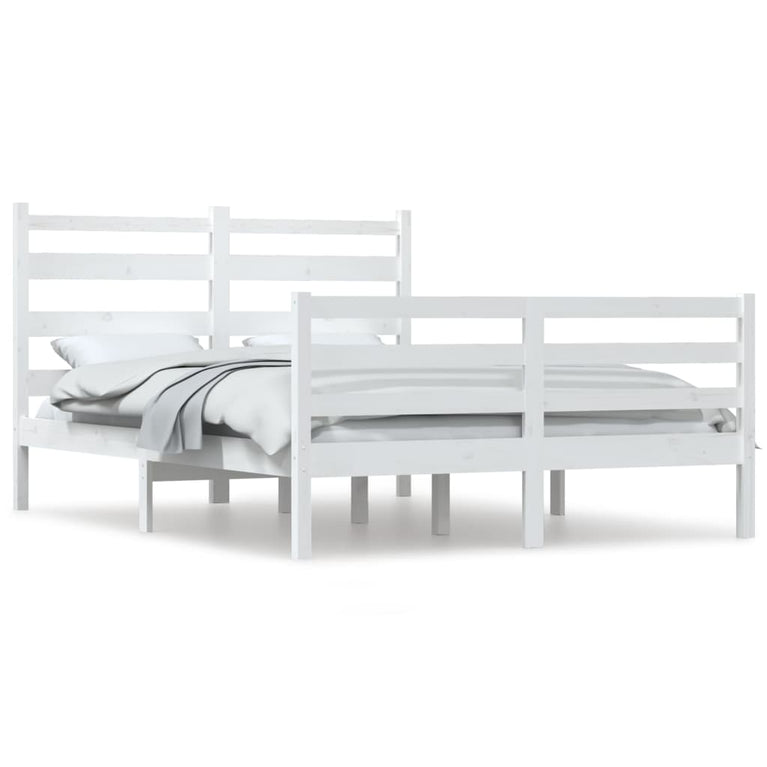 Bedframe massief grenenhout wit 120x200 cm