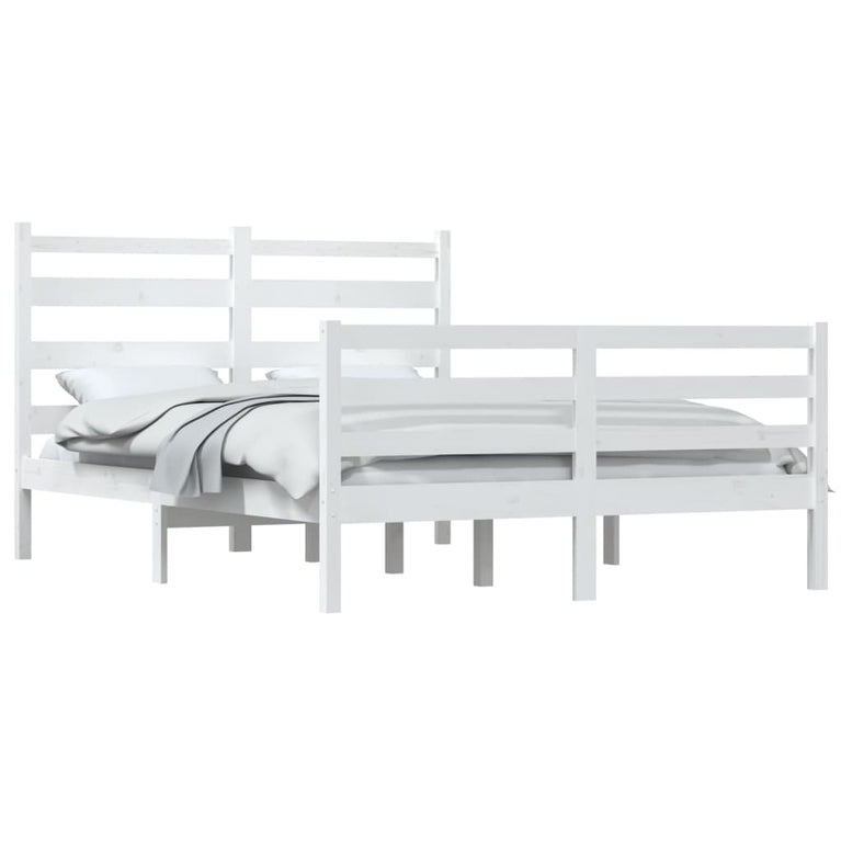 Bedframe massief grenenhout wit 120x200 cm