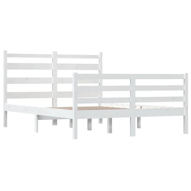 Bedframe massief grenenhout wit 120x200 cm