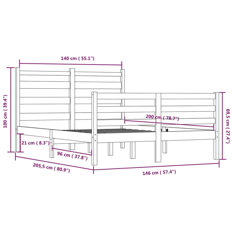 Bedframe massief grenenhout 140x200 cm