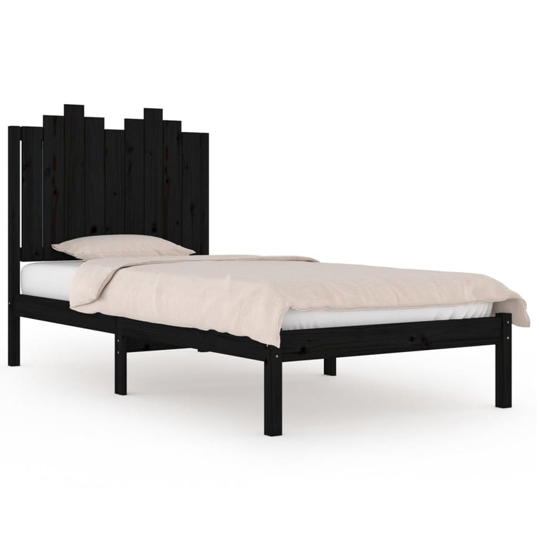 Bedframe massief grenenhout zwart 75x190 cm 2FT6 Small Single