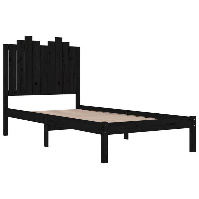 Bedframe massief grenenhout zwart 75x190 cm 2FT6 Small Single