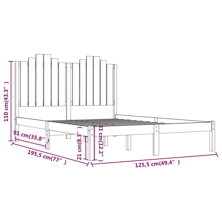 Bedframe massief grenenhout wit 120x190 cm 4FT Small Double