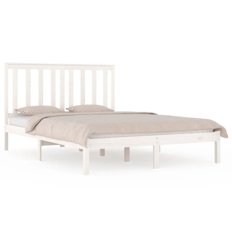 Bedframe massief grenenhout wit 135x190 cm 4FT6 Double