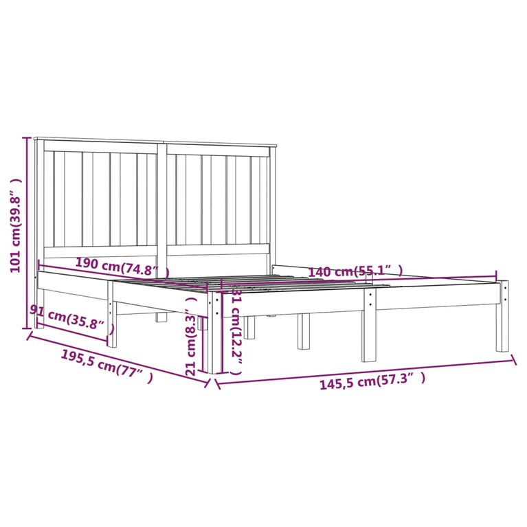 Bedframe massief grenenhout 140x190 cm