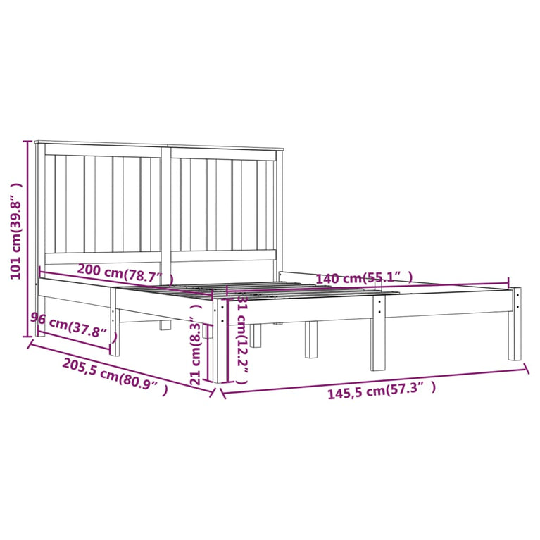 Bedframe massief grenenhout 140x200 cm