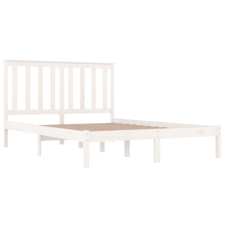 Bedframe massief grenenhout wit 150x200 cm 5FT King Size