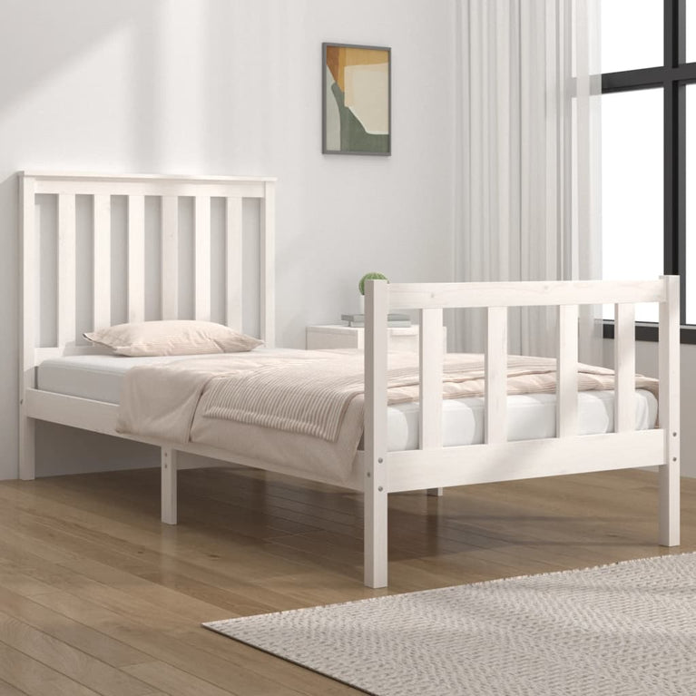 Bedframe massief grenenhout wit 75x190 cm 2FT6 Small Single