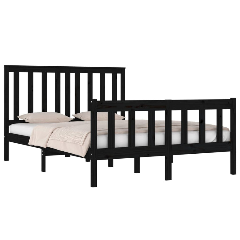 Bedframe massief grenenhout zwart 120x190 cm 4FT Small Double
