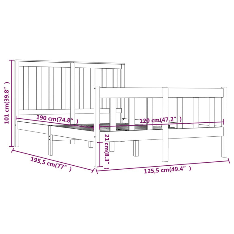 Bedframe massief grenenhout zwart 120x190 cm 4FT Small Double