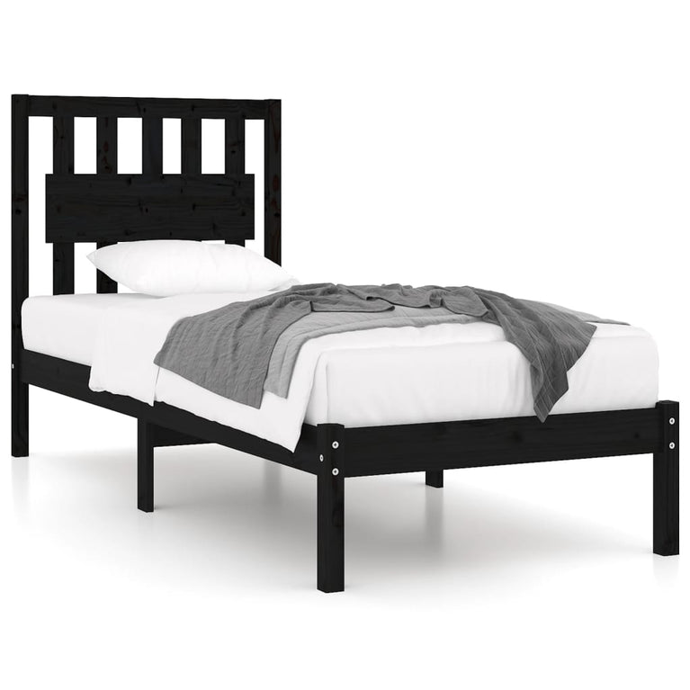 Bedframe massief grenenhout zwart 75x190 cm 2FT6 Small Single
