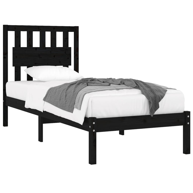Bedframe massief grenenhout zwart 75x190 cm 2FT6 Small Single