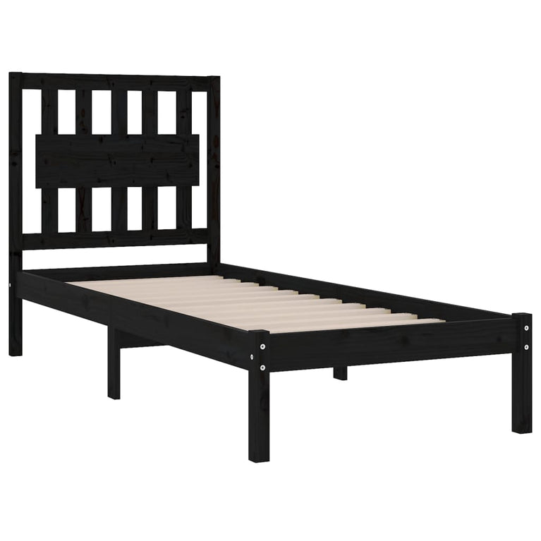 Bedframe massief grenenhout zwart 75x190 cm 2FT6 Small Single