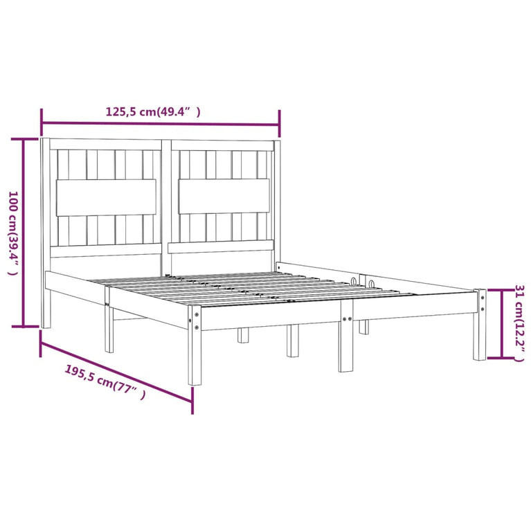 Bedframe massief grenenhout wit 120x190 cm 4FT Small Double