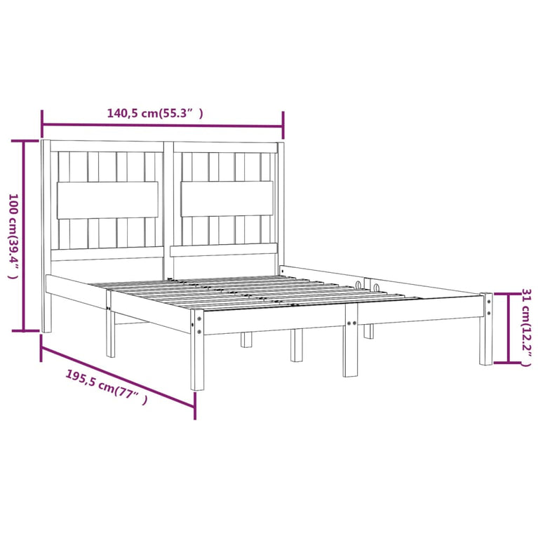Bedframe massief grenenhout 135x190 cm Double