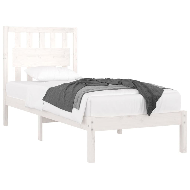 Bedframe massief grenenhout wit 100x200 cm