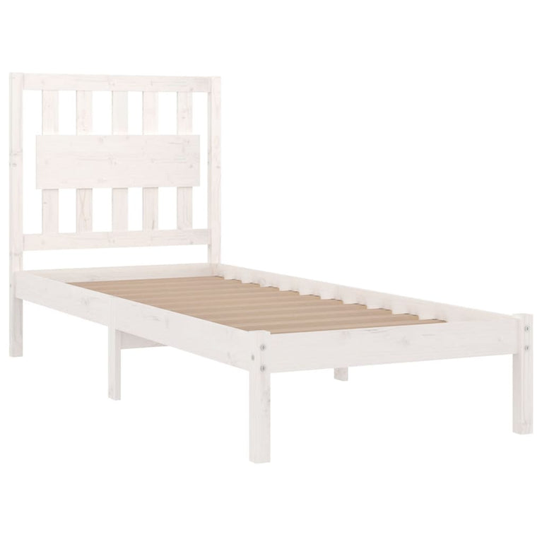 Bedframe massief grenenhout wit 100x200 cm